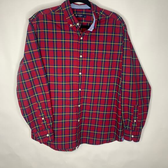 Red Plaid Heavy Twill Shirt Cremieux Sz Large - Picture 1 of 5